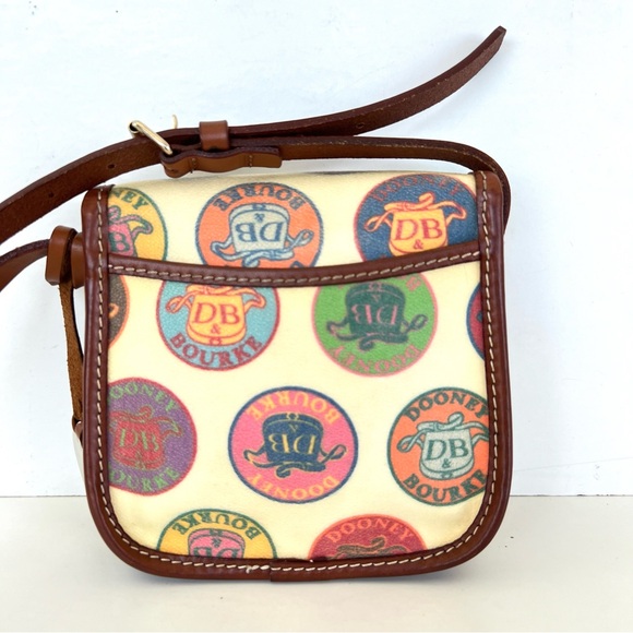 DOONEY & BOURKE Multicolor Coded Canvas Brown Leather Trim Convertible Crossbody - Picture 5 of 16